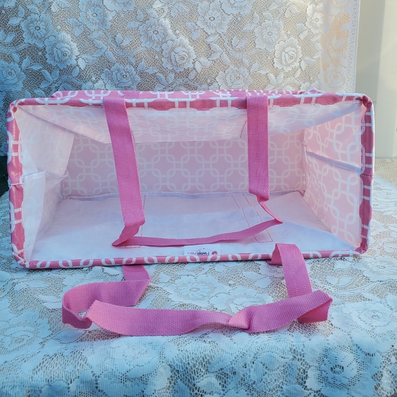 Pink market bag wire rim top Hold grocery items NEW Home Interiors Penelope Ann - Picture 6 of 13